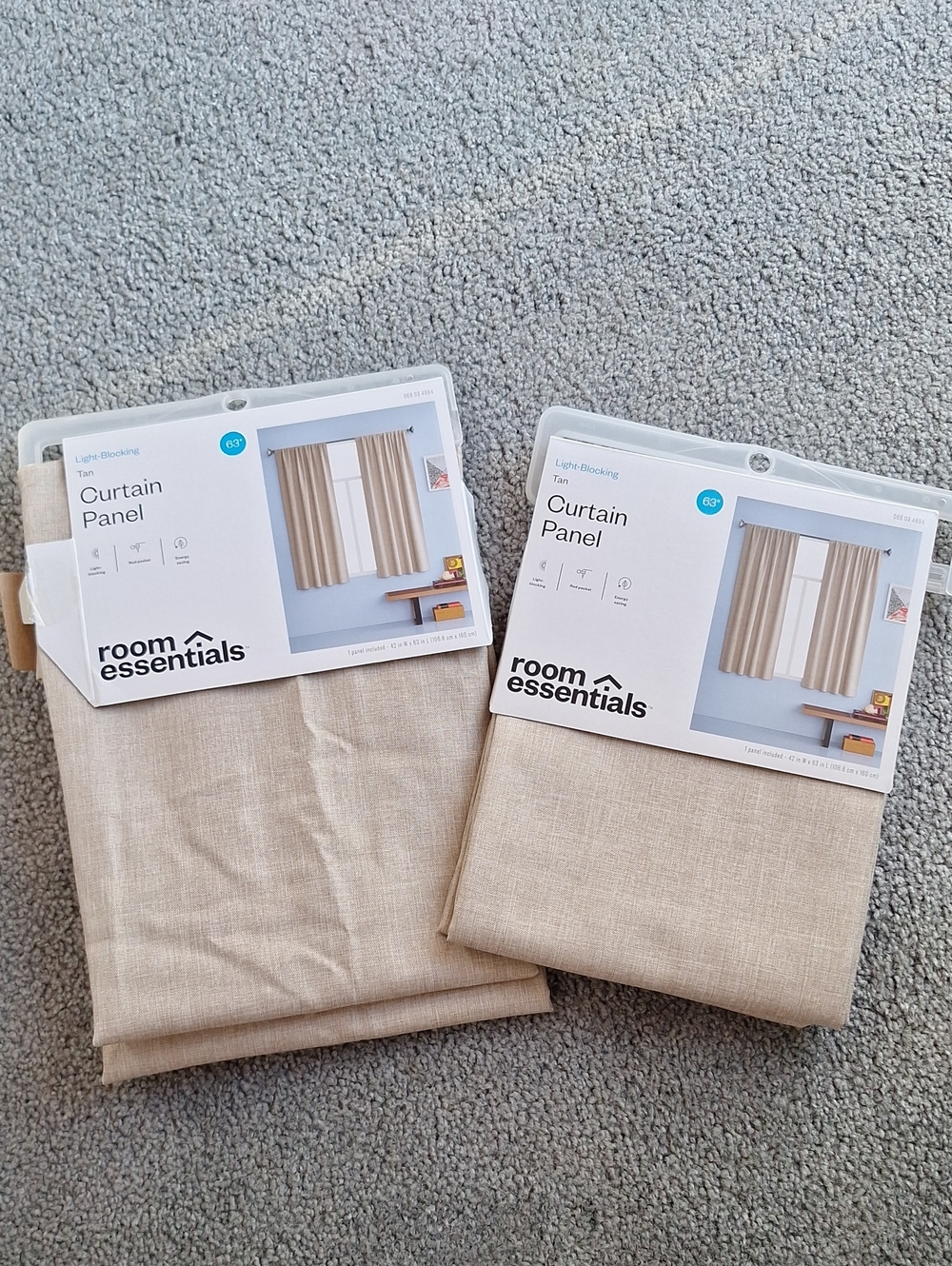 Room Essentials Tan Heathered Light-Blocking Curtain Panels